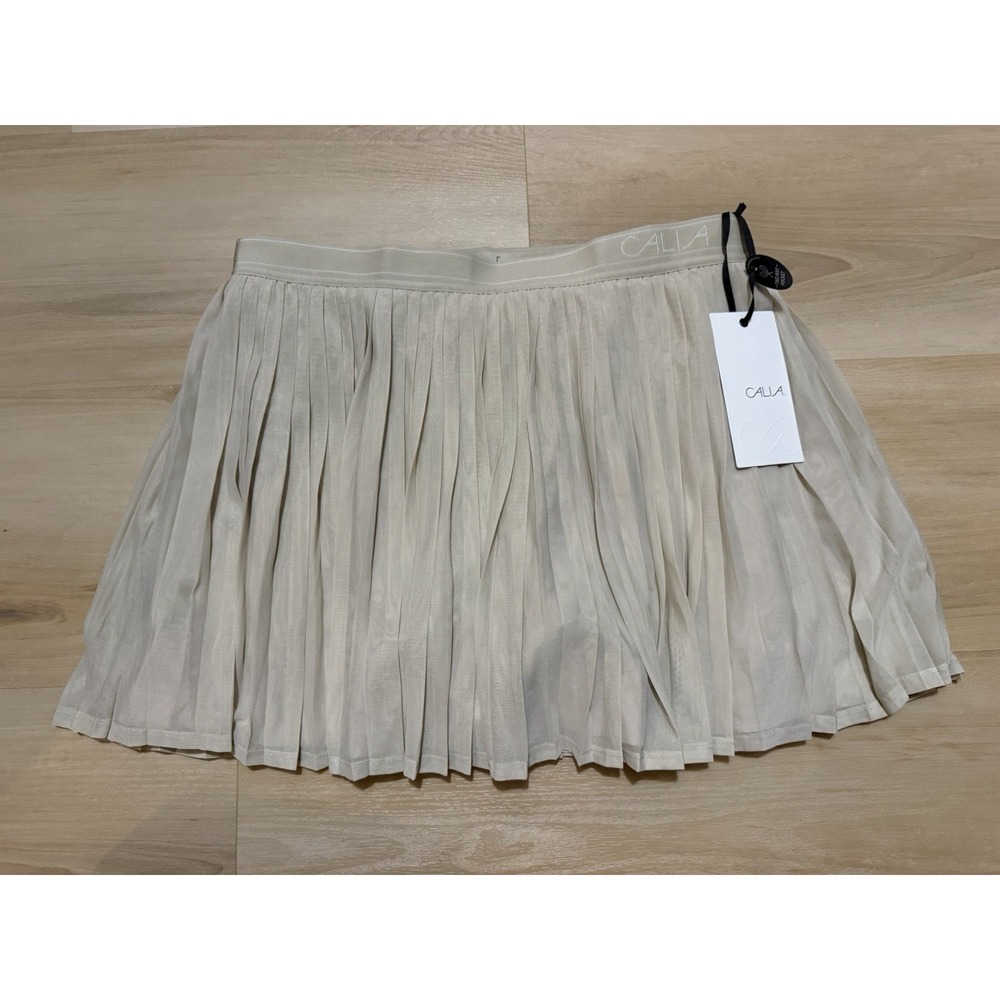 Calia Court Collection Womens Khaki Tan Pleated Athletic Skort Size Large NWT